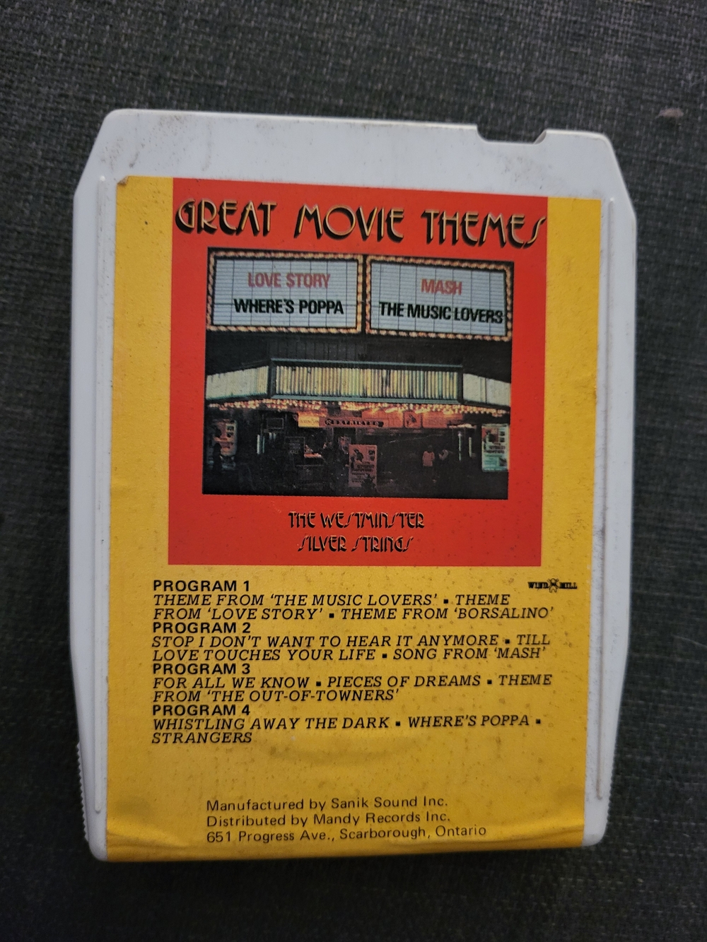 Great Movie Themes 8-Track Tape - Yellow & Red Cover